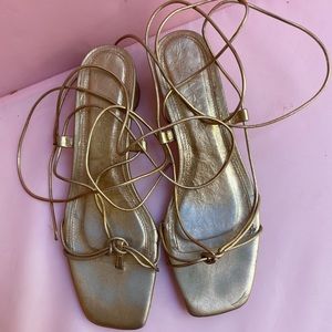 Zara golden lace up sandals